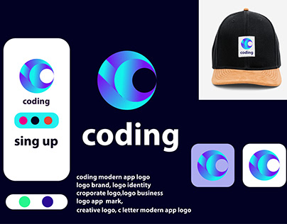 coding modern app logo mark, and branding design