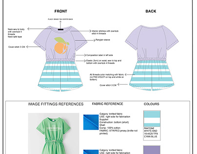 Fashion design/tech sheets and illustrations for prints