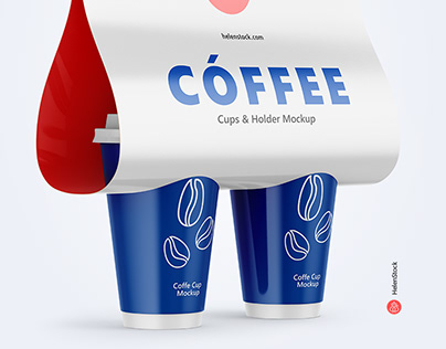 Coffee Cups and Holder Mockups