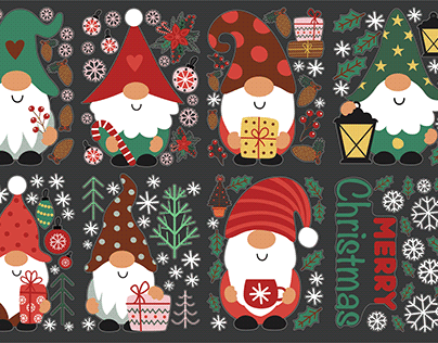 Nordic old man electrostatic stickers Christmas design