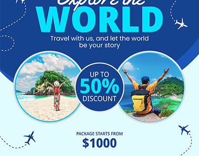 World Travel vacation social media post template
