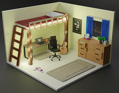 3D Isometric Bedroom