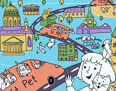 Иллюстрация для сервиса перевозки домашних животных
