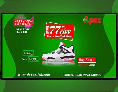 Social Media Banner Design ''Apex Shoes" New Year Offer