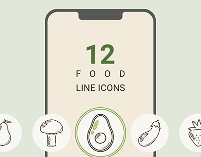 12 food line icons