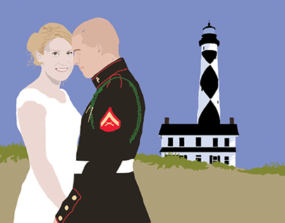 Lighthouse Wedding Announcement Postcard