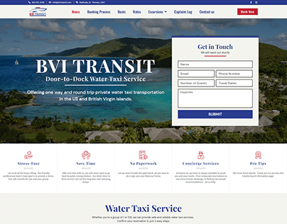 BVI TRANSIT Door-to-Dock Water Taxi Service Webdesign