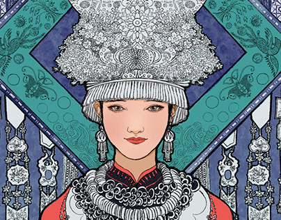 少数民族头饰插图 Chinese Minority Headdress Illustration Series
