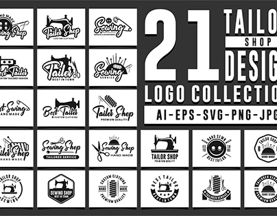 21 Tailor shop design logo collection