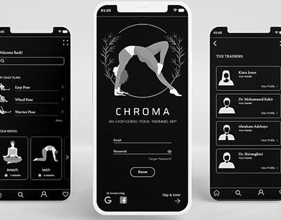 Colorless UI Design 2 - ChromaYoga Mobile App