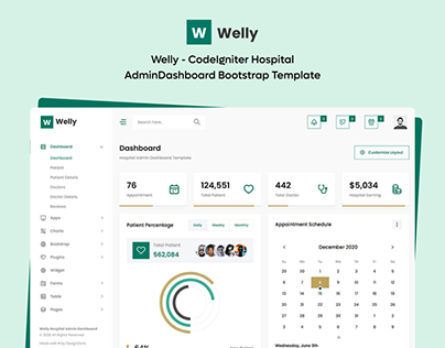 Welly : CodeIgniter Hospital Admin Dashboard Template