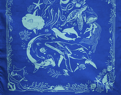 Ocean Bandana Silkscreen print