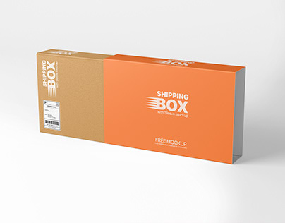 Free Shipping Box with Sleeve Mockup