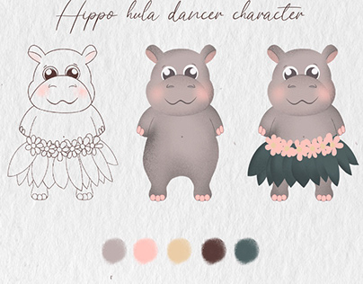 Hippo hula dancer character