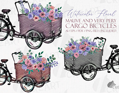 Mauve and Very Peri Floral Cargo Bicycle