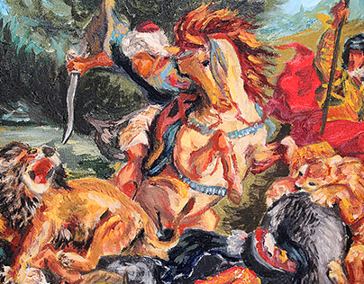 Eugène Delacroix Master Study- Lion Hunt