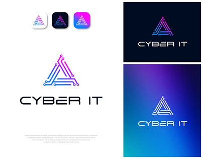 Cybersecurity Triangle Technology IT Logo