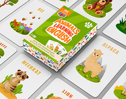Education card game. Illustration. Packaging.
