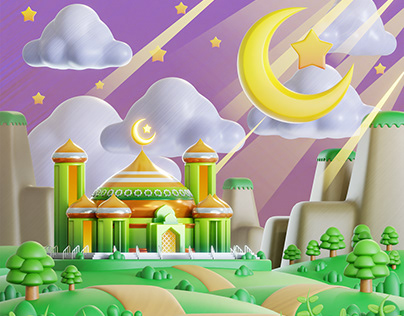 Islamic landscape in 3d illustration