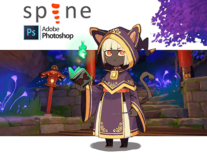 2D SPINE | Character Animation | Black cat mage