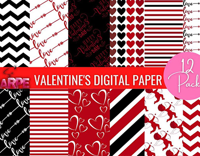Valentines Digital Paper Pack