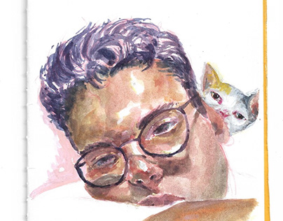 Self portrait with a cat