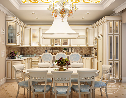 Visualization of kitchen in classical style