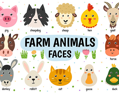 Farm Animals Faces Collection