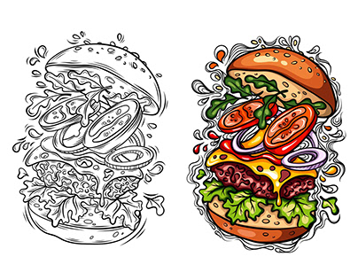 Vector Food illustration. Fast food