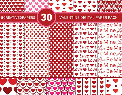 Valentine Digital Papers pack 30.