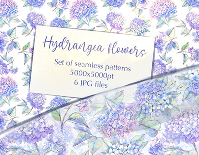 Hydrangea flowers seamless patterns