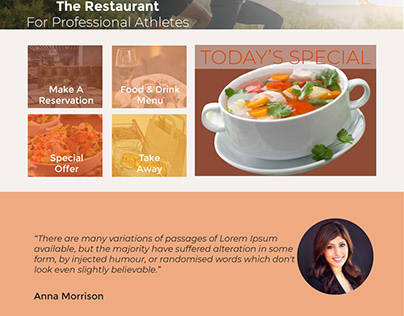 Sample web layout for restaurant for athletes