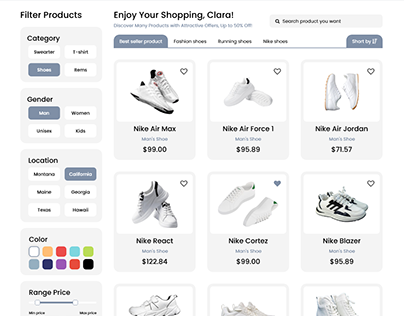 eCommerce Website Shoes Category Page Design