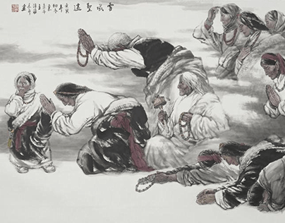 Chinese Painting - The Scenery of Tibet Series - 8
