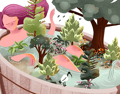 Forest Bathing Digital Illustration