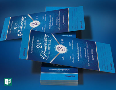 Blue Silver Anniversary Banquet Ticket Publisher Templa