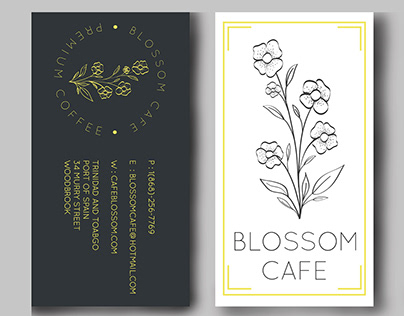Blossom Cafe call card design.