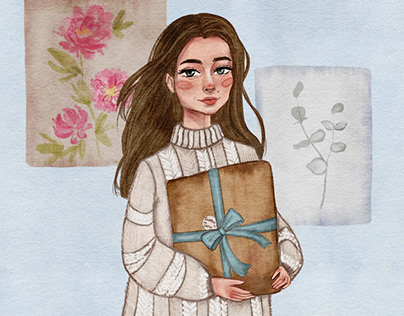 Illustration for store / Cute girl portrait