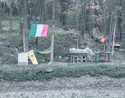 Autumn in Italy. A Flag.