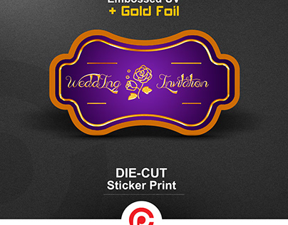 Embossed UV + Gold Foil + Die-cut Sticker Print