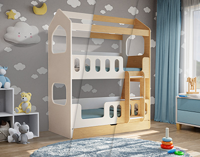 3D visualization of kids beds in the interior