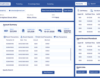 Agent Dashboard for Credit Union