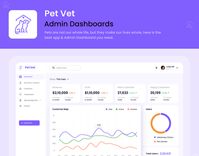 Pet Vet App Projects - Admin Dashboard UI
