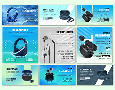 Social Media banner, Headphone & Bluetooth Post Design