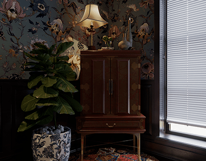Chinoiserie cabinet on stand