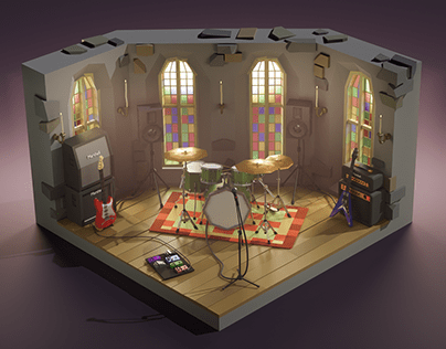 Low Poly Music Scene