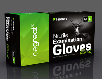 Black Examination Gloves - Box Packaging Design