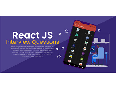 React JS Interview Questions Banner Design