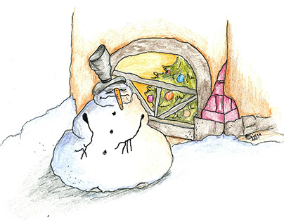 Snowman, illustration for Andersen fairy tale