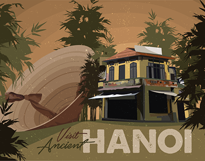 Visit Ancient Hanoi / Travel Poster, Postcard and Stamp
